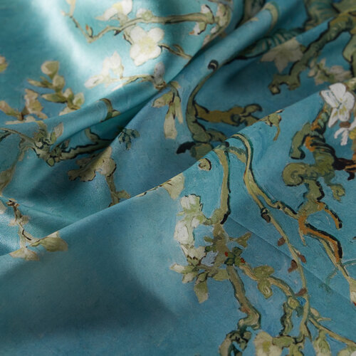 Almond Blossoms Satin Silk Scarf