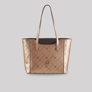 Altın Monogram Cep Detaylı Tote Çanta - Thumbnail