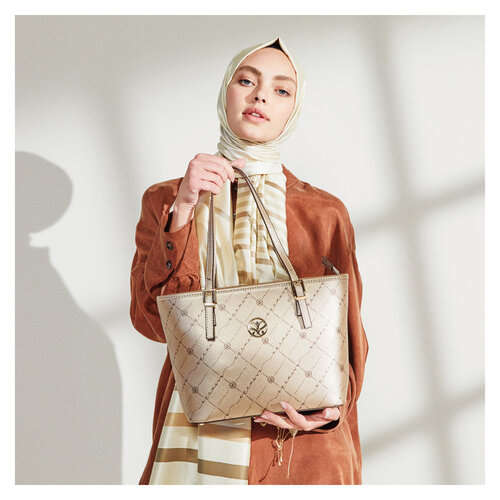 Altın Monogram Toka Detaylı Tote Çanta
