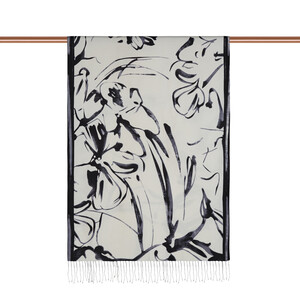 ipekevi - Anthracite Ambiance Print Silk Shawl (1)