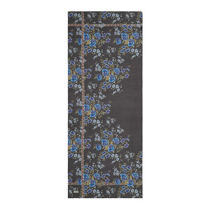 Anthracite Blue Spring Frame Print Tencel Scarf - Thumbnail