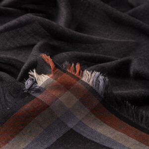 ipekevi - Anthracite Bordered Wool Silk Scarf (1)