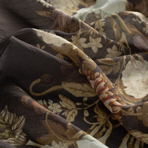 Anthracite Botanical Print Tencel Scarf - Thumbnail