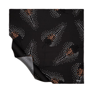 Anthracite Celosia Flower Twill Silk Scarf - Thumbnail