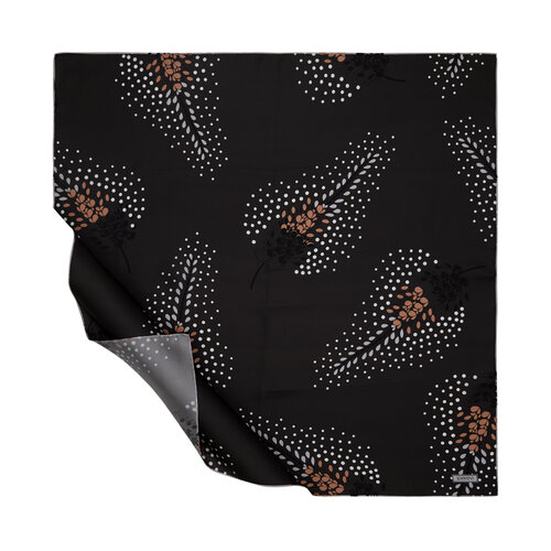 Anthracite Celosia Flower Twill Silk Scarf