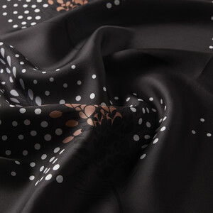 ipekevi - Anthracite Celosia Flower Twill Silk Scarf (1)