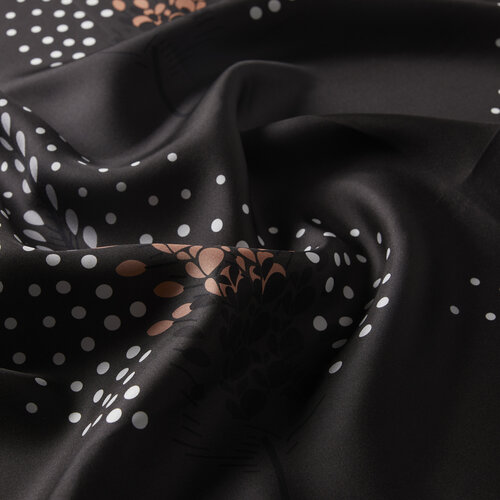 Anthracite Celosia Flower Twill Silk Scarf