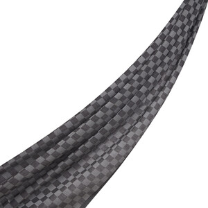 Anthracite Checkered Cotton Silk Scarf - Thumbnail