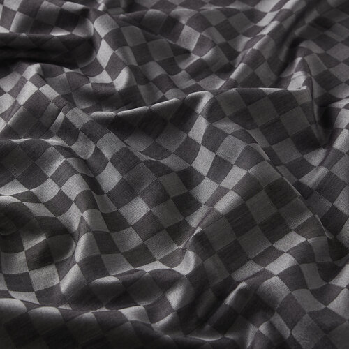 Anthracite Checkered Cotton Silk Scarf 