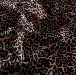 Anthracite Cheetah Print Silk Twill Scarf - Thumbnail