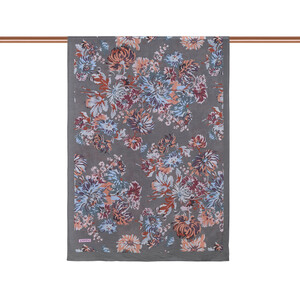 ipekevi - Anthracite Chrysanthemum Print Tencel Scarf (1)