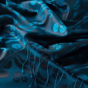 Anthracite Cintemani Jacquard Silk Scarf - Thumbnail