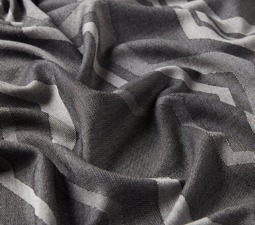Anthracite Ethnic Zigzag Wool Silk Scarf