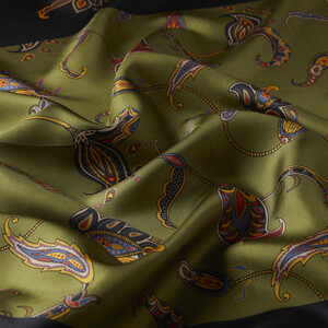 ipekevi - Anthracite Green Mumbai Twill Silk Scarf (1)