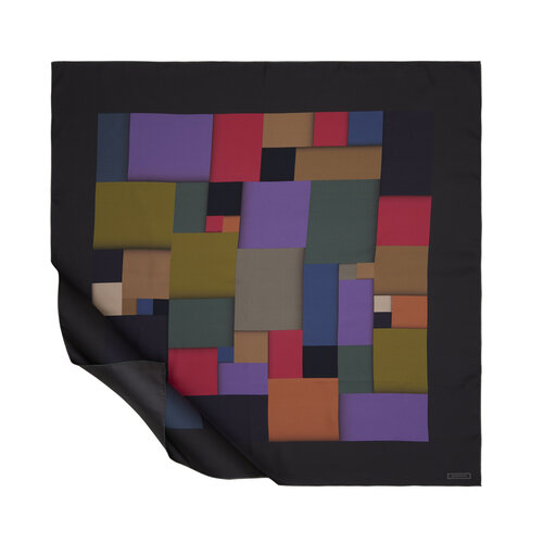 Anthracite Lego Print Silk Twill Scarf