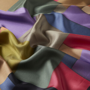 Anthracite Lego Print Silk Twill Scarf - Thumbnail