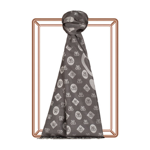 Anthracite Monogram Print Silk Scarf