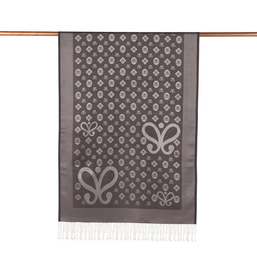 Anthracite Monogram Print Silk Scarf