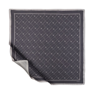 Anthracite Monogram Silk Twill Scarf - Thumbnail