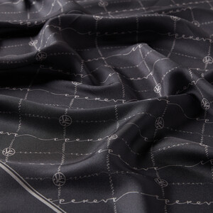 ipekevi - Anthracite Monogram Silk Twill Scarf (1)