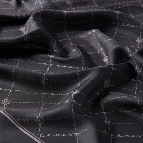 Anthracite Monogram Silk Twill Scarf