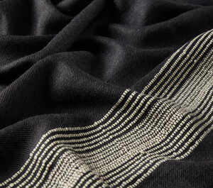 Anthracite Multi Stripe Wool Silk Scarf - Thumbnail