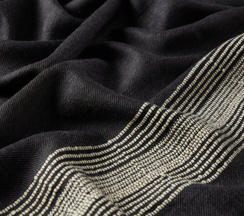Anthracite Multi Stripe Wool Silk Scarf