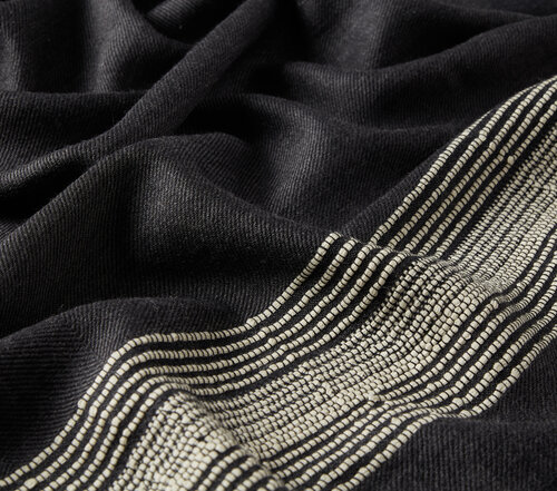 Anthracite Multi Stripe Wool Silk Scarf