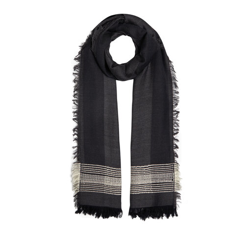 Anthracite Multi Stripe Wool Silk Scarf