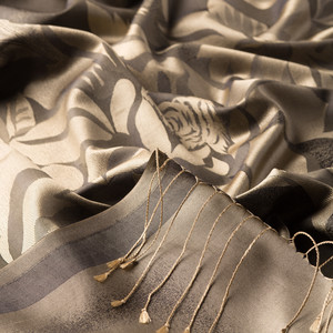 Anthracite Nev Garden Jacquard Silk Scarf - Thumbnail