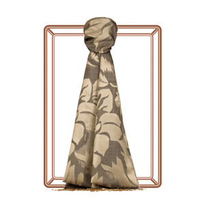 Anthracite Nev Garden Jacquard Silk Scarf - Thumbnail