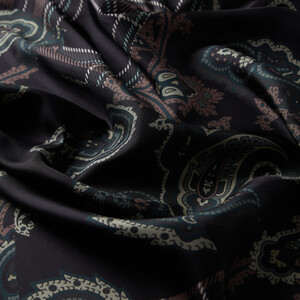 Anthracite Patchwork Patterned Twill Silk Scarf - Thumbnail