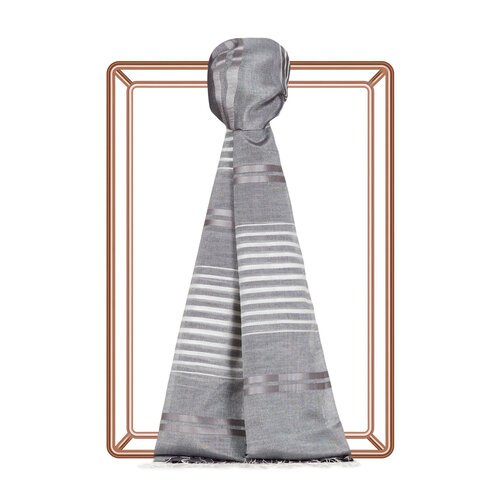 Anthracite Perspective Line Pattern Cotton Silk Scarf