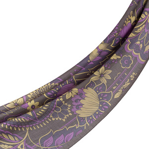 ipekevi - Anthracite Purple Royal Ivy Pattern Tencel Scarf