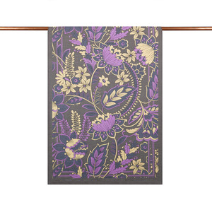 ipekevi - Anthracite Purple Royal Ivy Pattern Tencel Scarf (1)