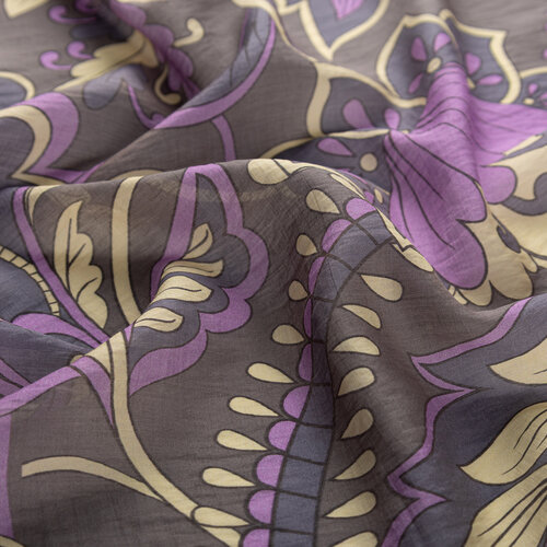 Anthracite Purple Royal Ivy Pattern Tencel Scarf
