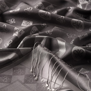 Anthracite Semi Monogram Print Silk Scarf - Thumbnail