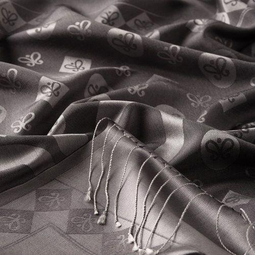 Anthracite Semi Monogram Print Silk Scarf