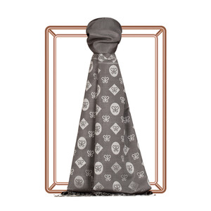 Anthracite Semi Monogram Print Silk Scarf - Thumbnail