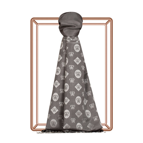 Anthracite Semi Monogram Print Silk Scarf