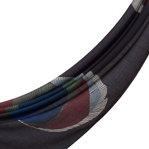 Anthracite Silk Tree Pattern Tencel Scarf - Thumbnail