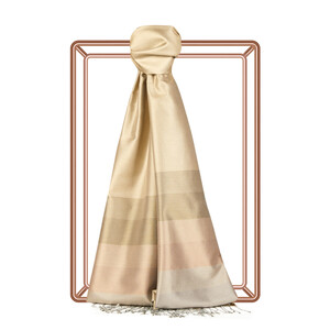 Antique Beige Elitist Striped Silk Scarf - Thumbnail