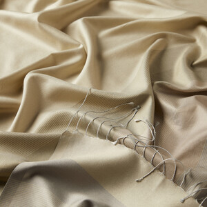 Antique Beige Elitist Striped Silk Scarf - Thumbnail