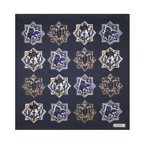 Antrasit Selçuklu Saten İpek Mendil