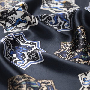 Antrasit Selçuklu Saten İpek Mendil - Thumbnail