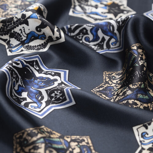 Antrasit Selçuklu Saten İpek Mendil