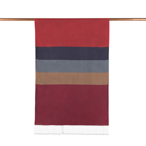 Apple Red Kushak Striped Silk Scarf - Thumbnail