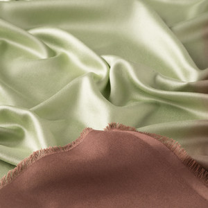 Army Green Gradient Silk Scarf - Thumbnail