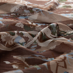 Ash Brown Arenya Print Tencel Scarf - Thumbnail