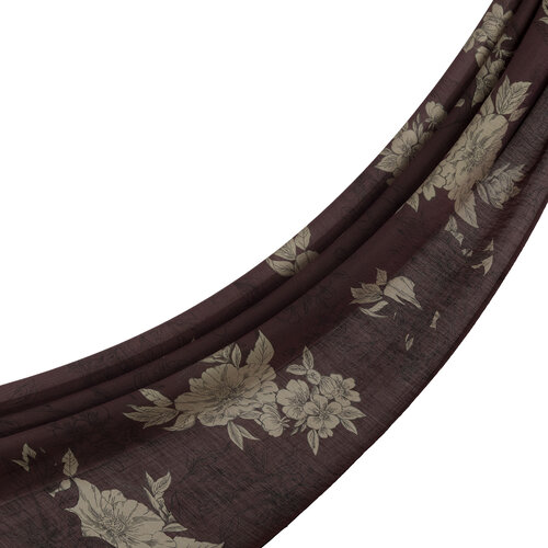Ash Brown Azalea Print Tencel Scarf